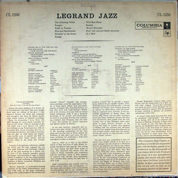 Michel Legrand : Legrand Jazz (LP, Album, Mono)