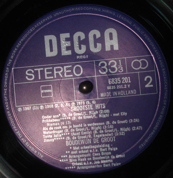 Boudewijn De Groot : Grootste Hits (LP, Comp)