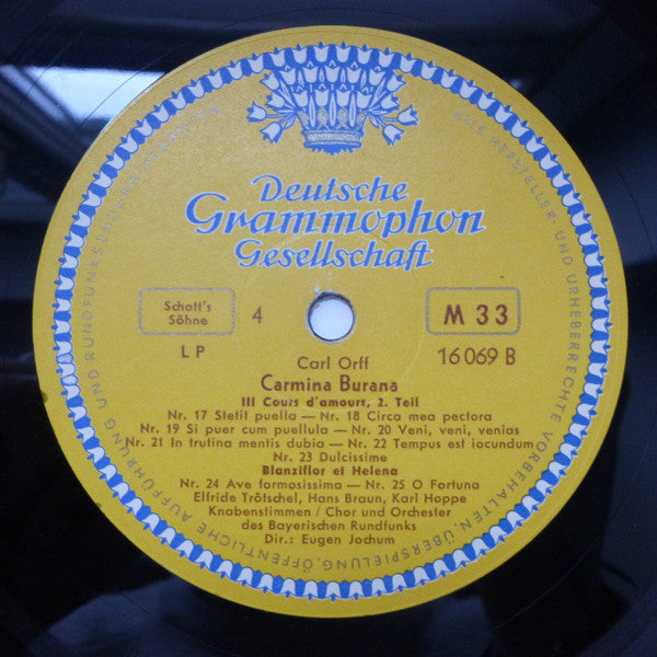 Carl Orff, Elfride Trötschel ∙ Hans Braun ∙ Paul Kuen, Carl Hoppe, Eugen Jochum, Chor Des Bayerischen Rundfunks Und Symphonie-Orchester Des Bayerischen Rundfunks : Carmina Burana (10", Mono, Gat)