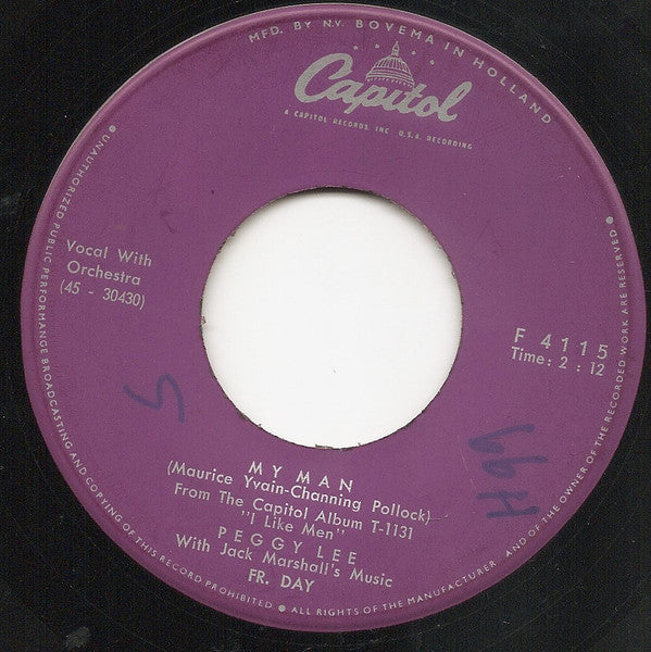 Peggy Lee : Allright, Okay , You Win (7", Single)