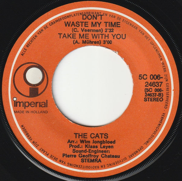 The Cats : Vaya Con Dios / Don't Waste My Time / Take Me With You (7", Maxi)