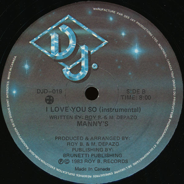 Manny's : I Love You So (12")