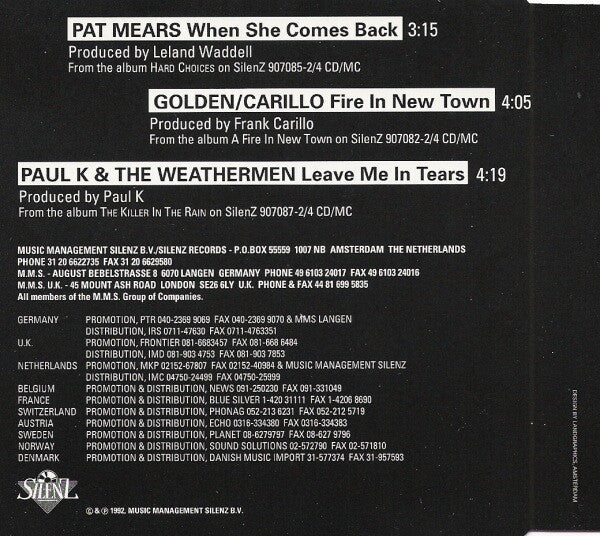 Pat Mears - Golden Carillo - Paul K. & The Weathermen : Pat Mears - Golden/Carillo - Paul K & The Weathermen (CD, Maxi, Promo)