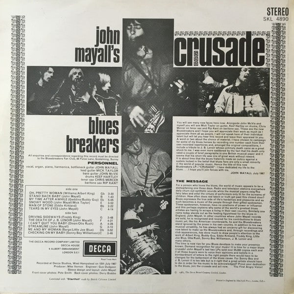 John Mayall, John Mayall & The Bluesbreakers : Crusade (LP, Album)