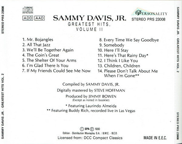 Sammy Davis Jr. : Greatest Hits, Volume II (CD, Comp)