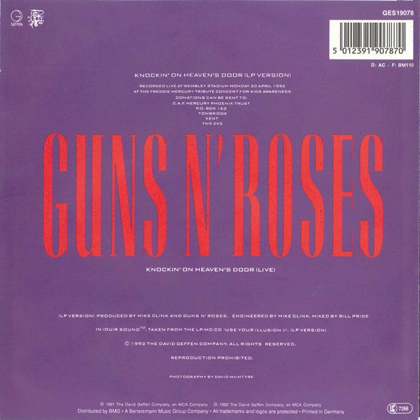 Guns N' Roses : Knockin' On Heaven's Door (7", Single)