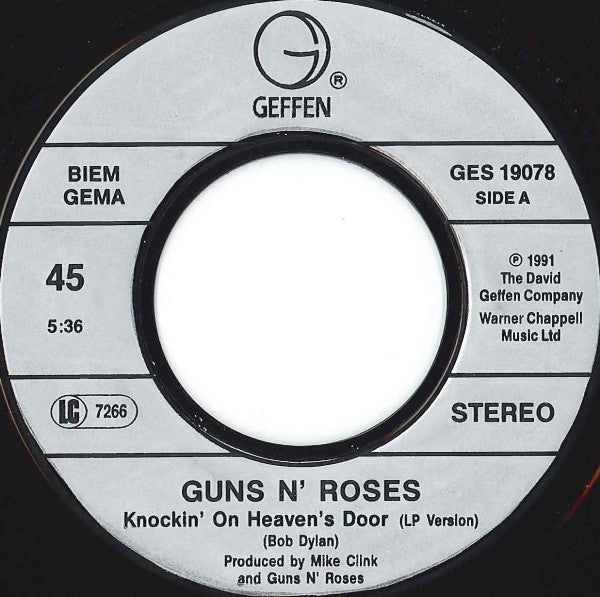 Guns N' Roses : Knockin' On Heaven's Door (7", Single)
