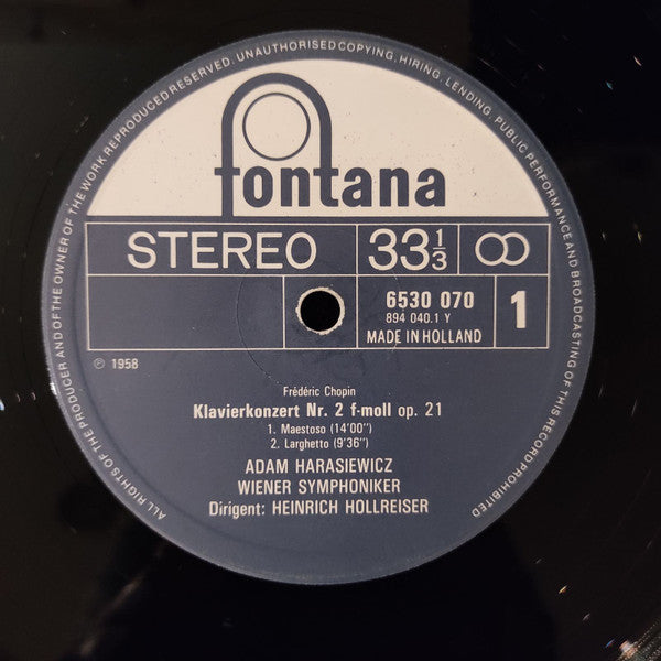 Frédéric Chopin, Adam Harasiewicz, Wiener Symphoniker, Heinrich Hollreiser : Klavierkonzert Nr. 2 / Impromptus Nr. 1-3 / "Fantaisie-Impromptu" (LP)