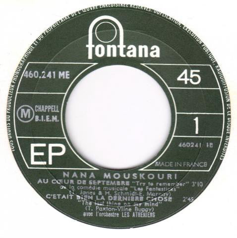 Nana Mouskouri : Au Cœur De Septembre (7", EP)