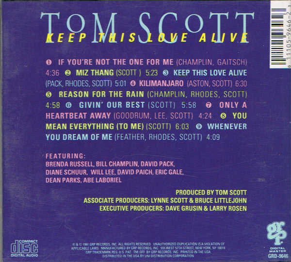 Tom Scott : Keep This Love Alive (CD, Album)