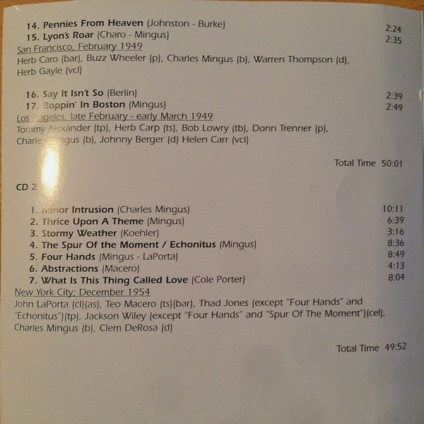 Charles Mingus : Minor Intrusion (4xCD, Comp, RM)