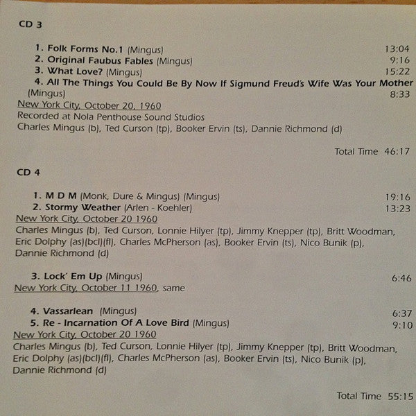 Charles Mingus : Minor Intrusion (4xCD, Comp, RM)