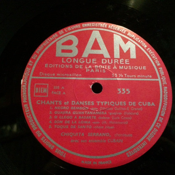 Chiquita Serrano Et Son Ensemble Cubain : Chants Et Danses Typiques De Cuba (LP)
