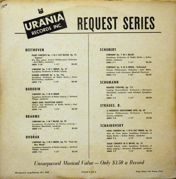Antonín Dvořák, Gerhard Pflüger : Symphony No. 5 In E Minor, Op. 95 "From The New World" (LP, Mono)