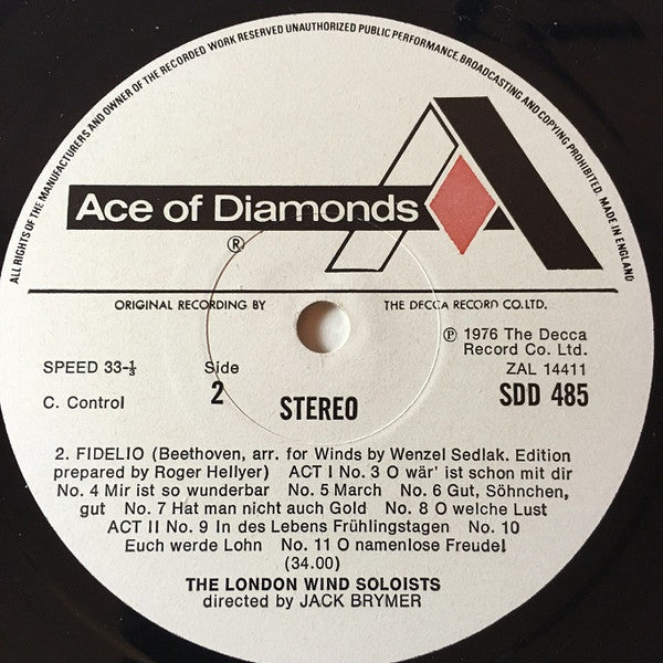 Ludwig Van Beethoven, Wolfgang Amadeus Mozart, London Wind Soloists Directed By Jack Brymer : Fidelio / Die Entführung Aus Dem Serail Arr. For Wind Ensemble (LP)