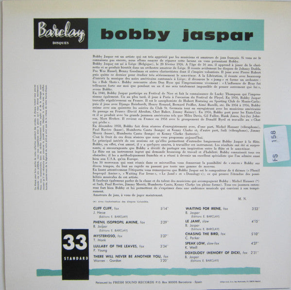 Bobby Jaspar : Bobby Jaspar (LP, Album, RE)