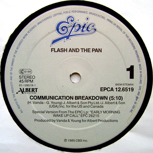 Flash And The Pan* : Communication Breakdown (Remix) (12", Maxi)