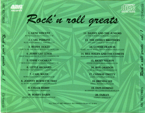 Various : Rock'n Roll Greats Vol. 1 (CD, Comp)
