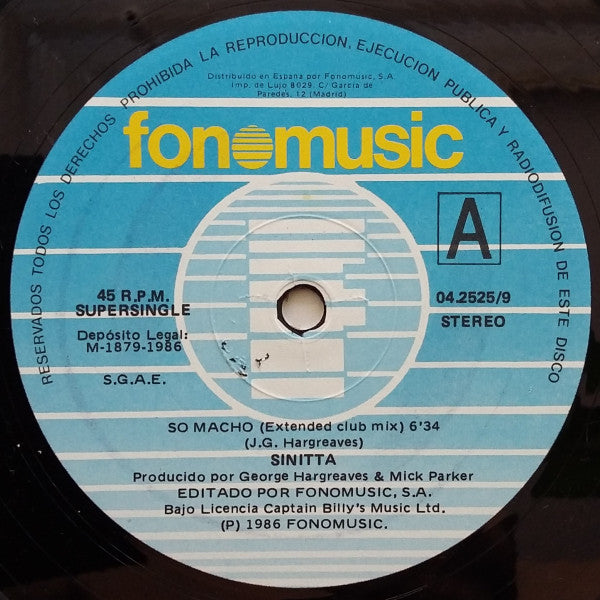 Sinitta : So Macho (12")