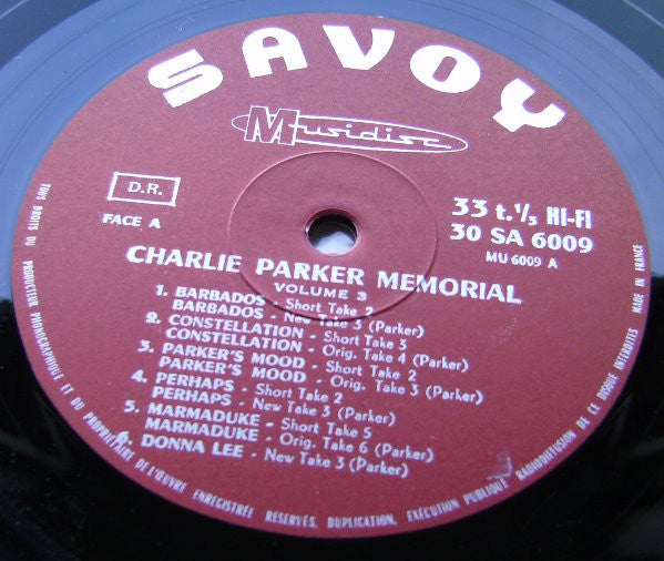 Charlie Parker : Memorial Vol. III (LP, Comp, RE)