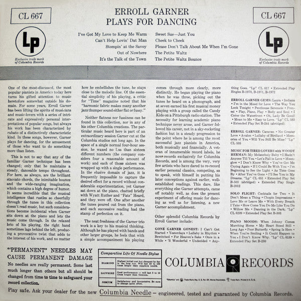 Erroll Garner : Plays For Dancing (LP, Album, Mono)