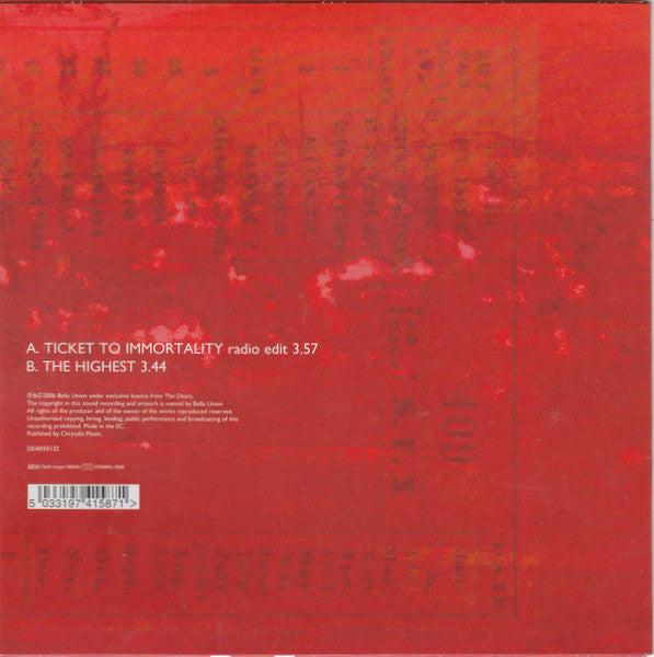The Dears : Ticket To Immortality (7", Single, Whi)