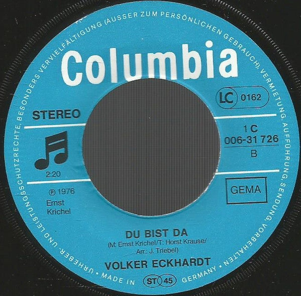 Volker Eckhardt : Lieder Sind Mein Herzschlag (Music) (7", Single)