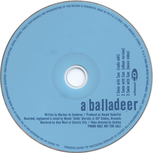 A Balladeer : Swim With Sam (CD, Enh, Promo)