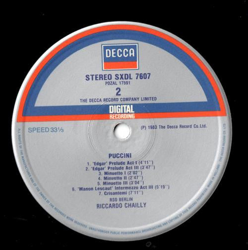 Giacomo Puccini, Rundfunk-Sinfonieorchester Berlin, Riccardo Chailly : Orchestral Music (LP, Album)