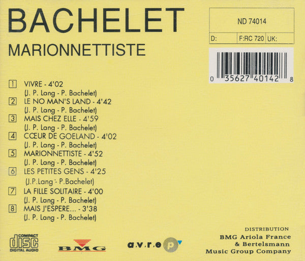 Pierre Bachelet : Marionnettiste (CD, Album, RE)