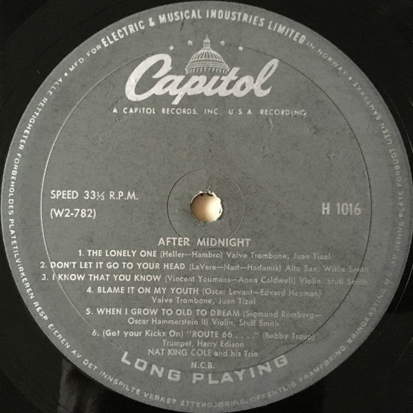 Nat 'King' Cole And His Trio* : After Midnight (LP, Album, Mono)