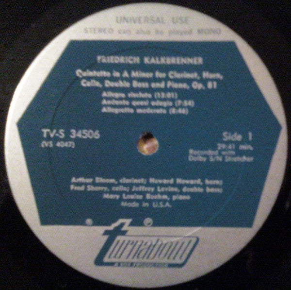 Friedrich Kalkbrenner / Louis Spohr : Quintet For Clarinet, Horn, Cello, Double Bass & Piano / Quintet For Flute, Clarinet, Horn, Bassoon And Piano (LP)