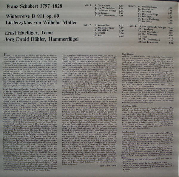 Franz Schubert - Ernst Haefliger, Jörg Ewald Dähler : Winterreise (2xLP, Album, DMM)