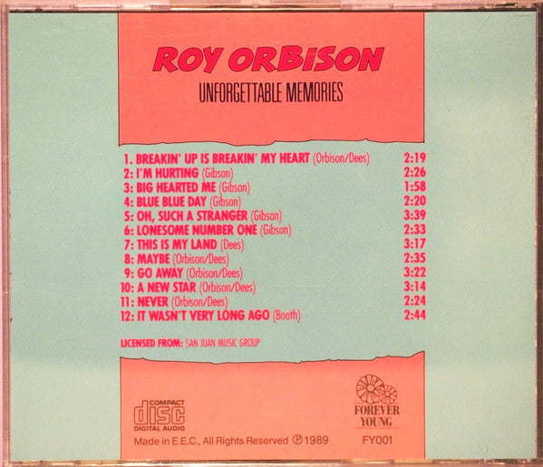 Roy Orbison : Unforgettable Memories (CD, Comp)