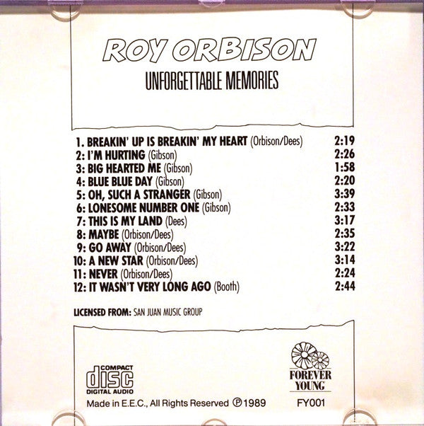 Roy Orbison : Unforgettable Memories (CD, Comp)