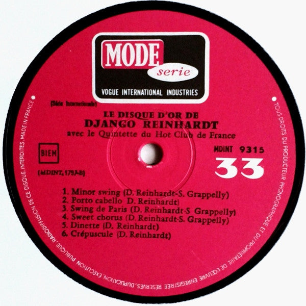 Django Reinhardt Avec Le Quintette Du Hot Club De France* : Le Disque D'Or De Django Reinhardt (LP, Comp, RE)