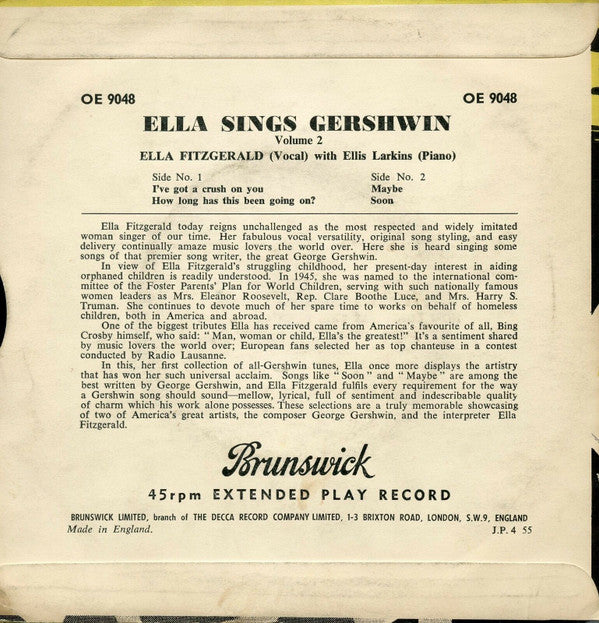 Ella Fitzgerald : Ella Sings Gershwin Volume 2 (7", EP)