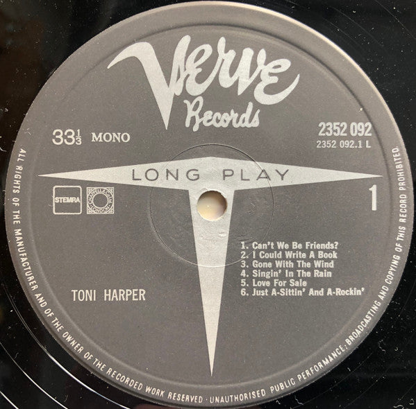 Toni Harper : Toni (LP, Album, Mono, RE)