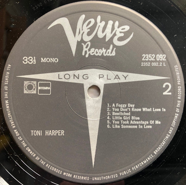 Toni Harper : Toni (LP, Album, Mono, RE)