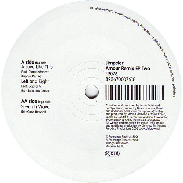 Jimpster : Amour Remix EP Two (12", EP)