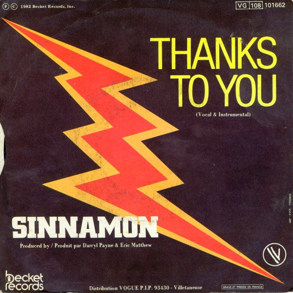 Sinnamon : Thanks To You (7", Single)