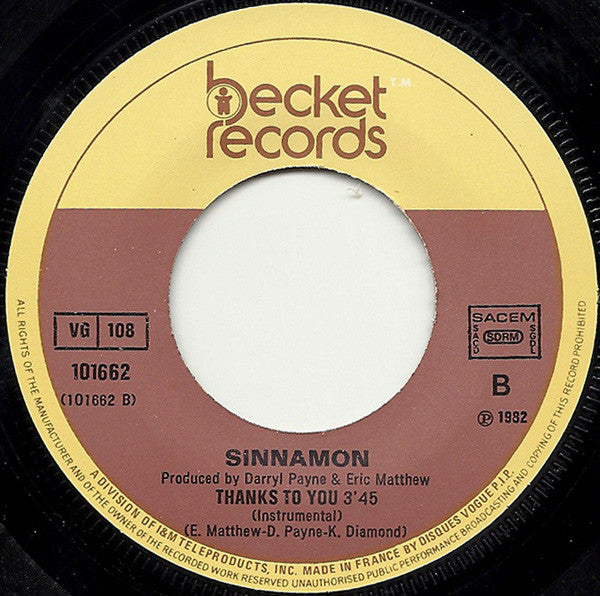 Sinnamon : Thanks To You (7", Single)
