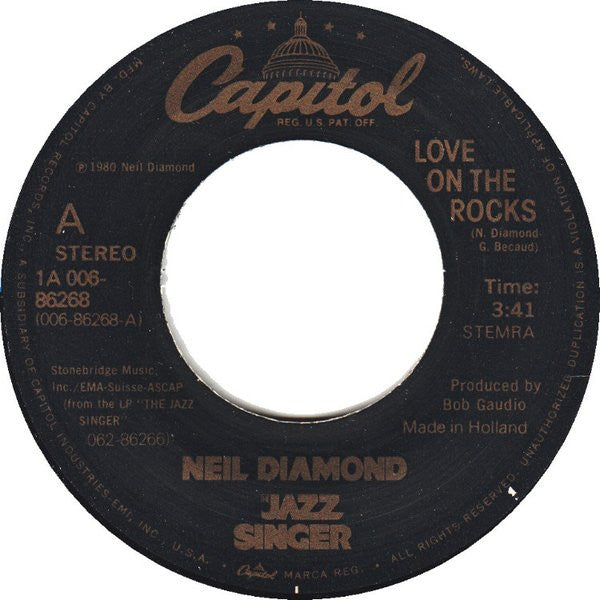 Neil Diamond : Love On The Rocks (7")