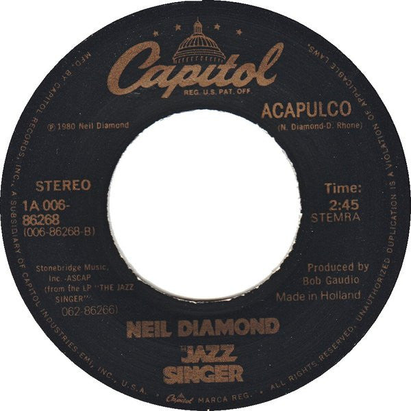 Neil Diamond : Love On The Rocks (7")
