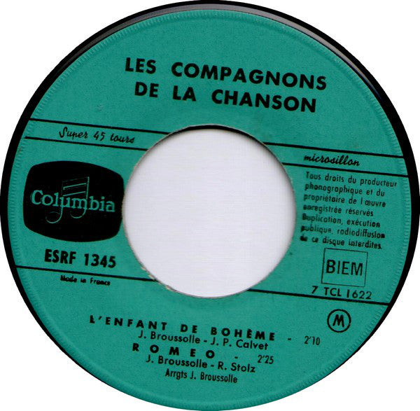 Les Compagnons De La Chanson : Y'aura Toujours (7", EP, Mono)