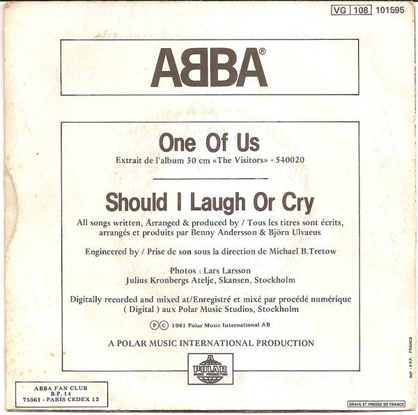 ABBA : One Of Us (7", Single)