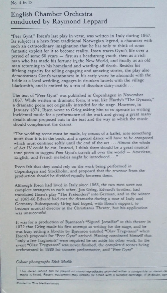 Edvard Grieg, English Chamber Orchestra, Raymond Leppard : Peer Gynt: Suites Nos. 1 & 2 - Norwegian Dances (LP)