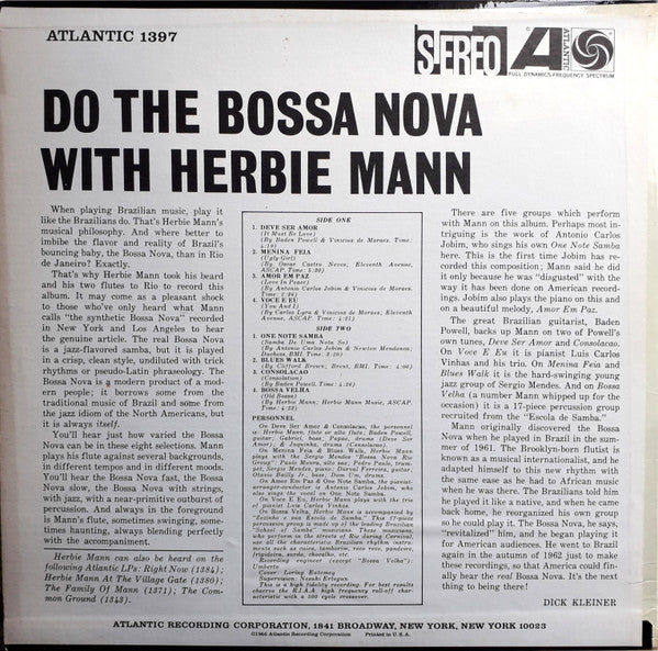 Herbie Mann : Do The Bossa Nova With Herbie Mann (LP, Album, RE)