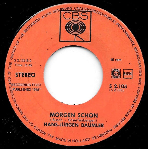 Hans-Jürgen Bäumler : Einmal Gibt's Ein Wiedersehn (7", Single)