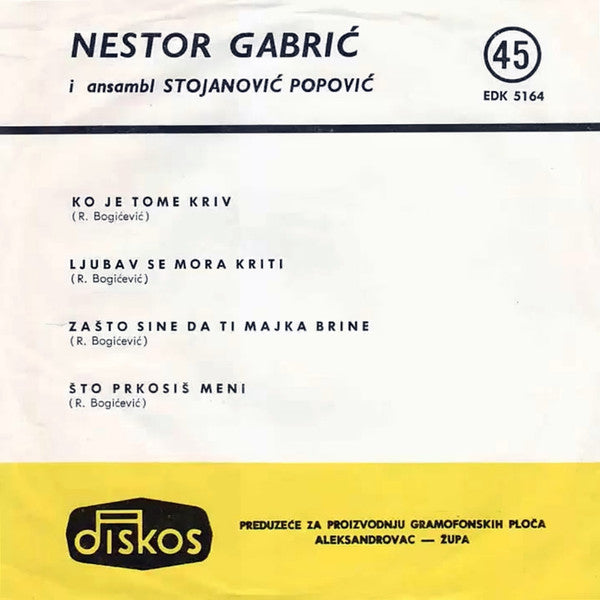 Nestor Gabrić : Ko Je Tome Kriv (7", EP)